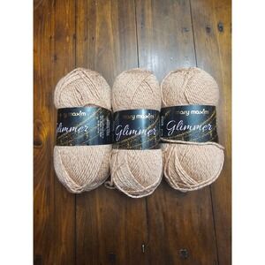 Mary Maxim Glimmer Yarn Salmon Pink Metallic Sparkle 3 Skeins Lot Y567.556